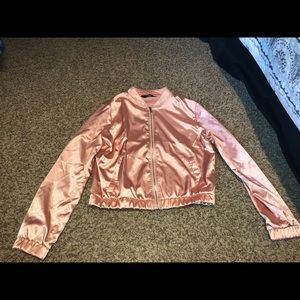 Satin Rose Gold Bomber Jacket
